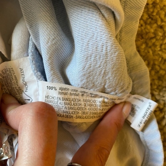 Zara Women’s Denim Jumpsuit Romper Light Denim Size Medium Button Down - Picture 9 of 10